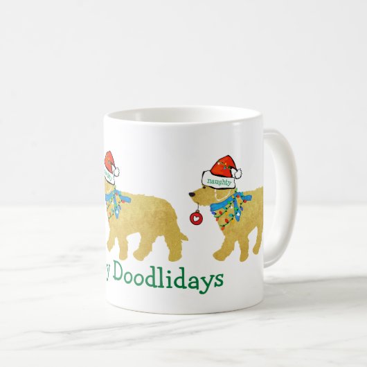 Personalisiertes schmutziges Weihnachtsgoldendoodl Kaffeetasse (VorderseiteRechts)
