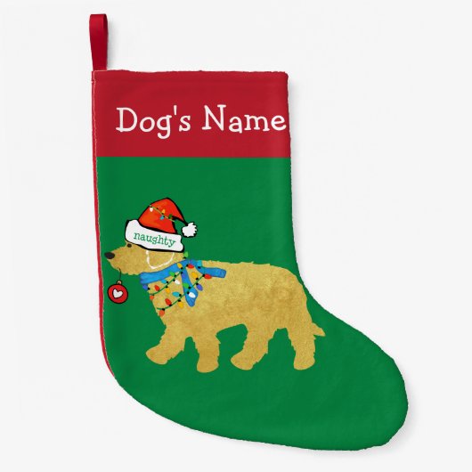 Personalisiertes schmutziges Weihnachtsgoldendoodl Kleiner Weihnachtsstrumpf (Vorderseite)