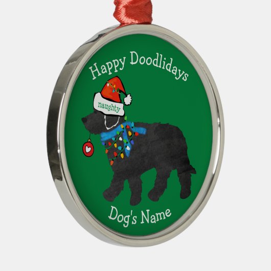 Personalisiertes schmutziges Weihnachtslabradoodle Ornament Aus Metall (Rechts)