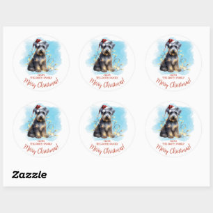 Personalisiertes Schnauzer-Weihnachten Runder Aufkleber