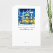 Personalisiertes schneebedecktes Weihnachtshaus Karte (Rückseite)