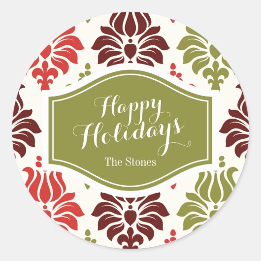 Personalisiertes Schneeflocken-Muster Runder Aufkleber (Vorderseite)