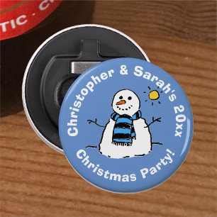Personalisiertes Schneemann-Bild Weihnachtsfeier Flaschenöffner