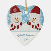 Personalisiertes Schneemann-Ornament Keramik Ornament (Rechts)