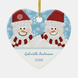 Personalisiertes Schneemann-Ornament Keramik Ornament