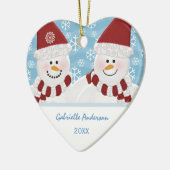 Personalisiertes Schneemann-Ornament Keramik Ornament (Links)