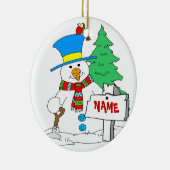 Personalisiertes Schneemann-Ornament Keramikornament (Rechts)