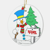 Personalisiertes Schneemann-Ornament Keramikornament (Links)
