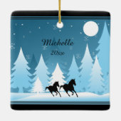 Personalisiertes Schneepferd Keramikornament (Rückseite)