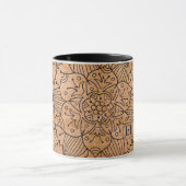 Personalisiertes Schnittholz Floral Mandala Tasse (Zentrum)