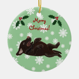 Personalisiertes Schokoladen-Labrador-Weihnachten Keramikornament