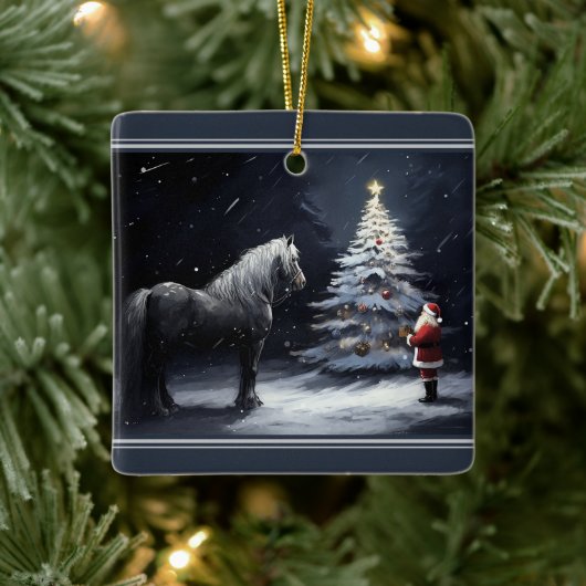 Personalisiertes schönes Pferd und Weihnachten Keramikornament (Baum)