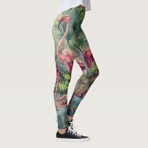 Personalisiertes schönes rosa Flamingo-Wandgemäl Leggings