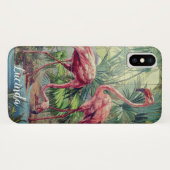 Personalisiertes schönes rosa Flamingo-Wandgemälde Case-Mate iPhone Hülle (Rückseite (Horizontal))