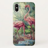 Personalisiertes schönes rosa Flamingo-Wandgemälde Case-Mate iPhone Hülle (Rückseite)