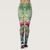Personalisiertes schönes rosa Flamingo-Wandgemälde Leggings (Rückseite)