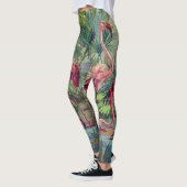 Personalisiertes schönes rosa Flamingo-Wandgemälde Leggings (Links)