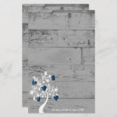 Personalisiertes Schreibgerät mit blauen Herzklopf Briefpapier (Vorne/Hinten)