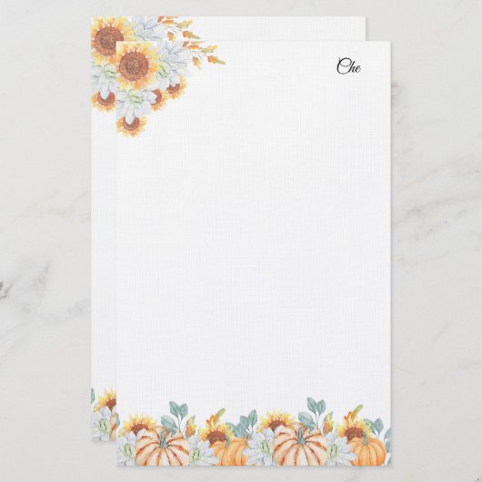 Personalisiertes Schreibpapier mit Blumenschrift Briefpapier (Vorne/Hinten)