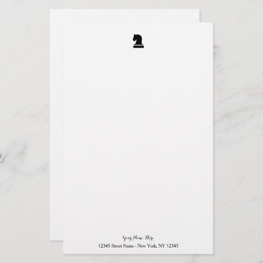 Personalisiertes Schreibpapier mit Schachstück Briefpapier (Vorne/Hinten)
