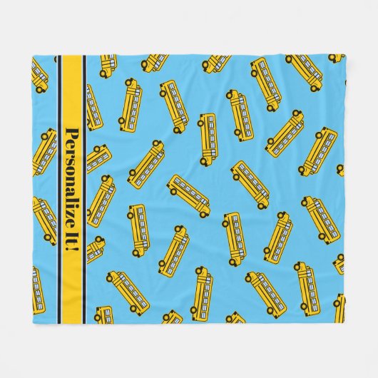 PERSONALISIERTES Schulbusmuster Fleecedecke (Vorderseite (Horizontal))