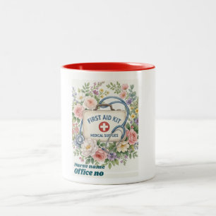 Personalisiertes Schulkrankenschwester-Schild, flo Zweifarbige Tasse