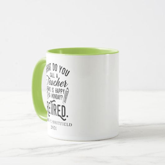 Personalisiertes Schulruhestand Tasse (Vorderseite Links)