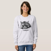 Personalisiertes Schwarz-Asche-Katzen-Mutter-Cute- Sweatshirt (Vorne ganz)