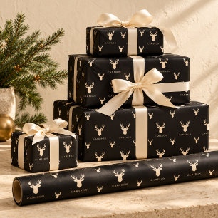 Personalisiertes Schwarz benutzerdefinierter Name Geschenkpapier