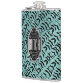 Personalisiertes Schwarz-Blau-Hipster-Muster Flachmann (Links)