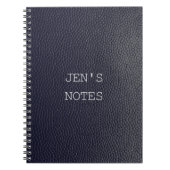 Personalisiertes Schwarz/Blau-Leder/Skin-Look-Note Notizblock (Vorderseite)