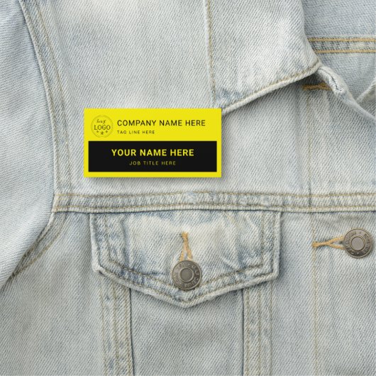 Personalisiertes Schwarz-Bright-Gelb-Rechteck Namensschild (Beispiel)