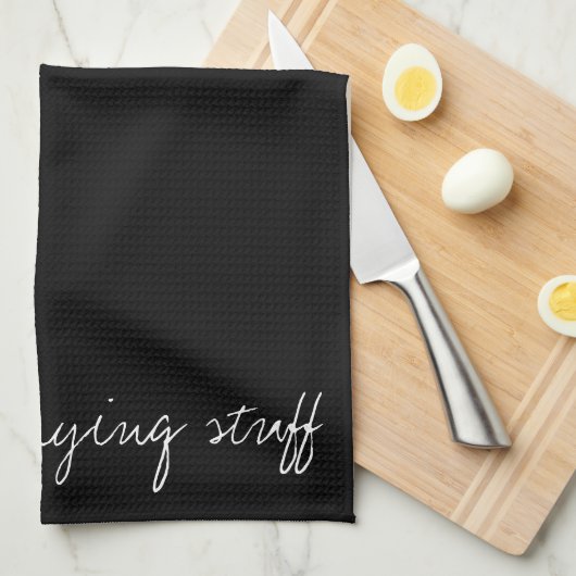 Personalisiertes Schwarz Geschirrtuch (Viertel Falte)