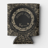 Personalisiertes Schwarz-Glattmuster-Monogramm Dosenkühler (Vorderseite)