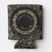 Personalisiertes Schwarz-Glattmuster-Monogramm Dosenkühler (Rückseite)