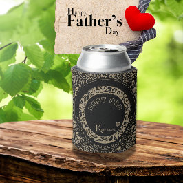 Personalisiertes Schwarz-Glattmuster-Monogramm Dosenkühler