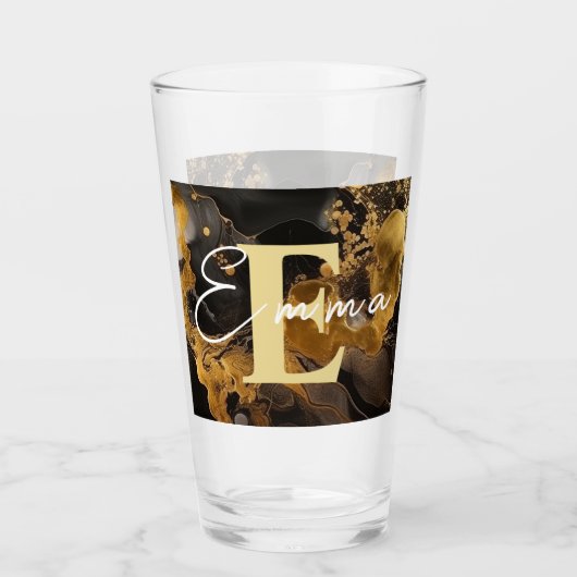 Personalisiertes Schwarz-Gold-Alkoholtupfer Glas (Vorderseite)