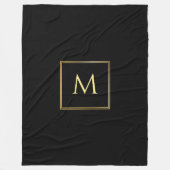 Personalisiertes Schwarz-Gold-elegantes Monogramm Fleecedecke (Vorderseite)