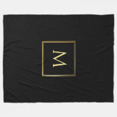 Personalisiertes Schwarz-Gold-elegantes Monogramm Fleecedecke (Vorderseite (Horizontal))