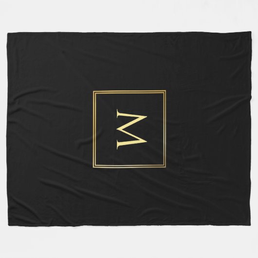 Personalisiertes Schwarz-Gold-elegantes Monogramm Fleecedecke (Vorderseite (Horizontal))