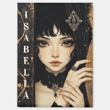 Personalisiertes Schwarz-Gold-Gotik-Anime-Mädchen