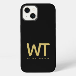 Personalisiertes Schwarz-Gold-Initialen-Logo iPhone 13 Hülle