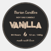 Personalisiertes Schwarz-Gold-Kerzen-Label Runder Aufkleber (Vorderseite)