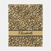 Personalisiertes Schwarz-Gold-Leopard-Muster Fleecedecke (Vorderseite)