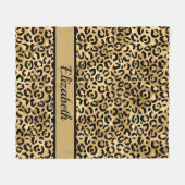 Personalisiertes Schwarz-Gold-Leopard-Muster Fleecedecke (Vorderseite (Horizontal))