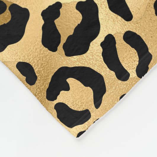Personalisiertes Schwarz-Gold-Leopard-Muster Fleecedecke (Ecke)