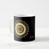 Personalisiertes Schwarz-Gold-Lotus-Blume Kaffeetasse (Vorderseite Links)