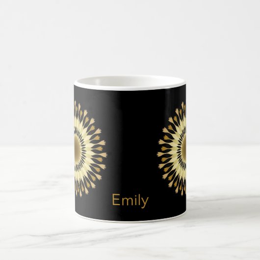 Personalisiertes Schwarz-Gold-Lotus-Blume Kaffeetasse (Mittel)