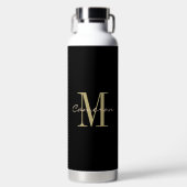 Personalisiertes Schwarz-Gold Monogramm-Geschenk Trinkflasche (Vorderseite)