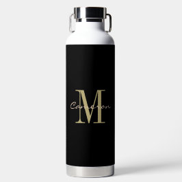 Personalisiertes Schwarz-Gold Monogramm-Geschenk Trinkflasche